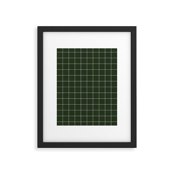 Small Grid Pattern - Deep Green Framed Art Print Gallery Image 1
