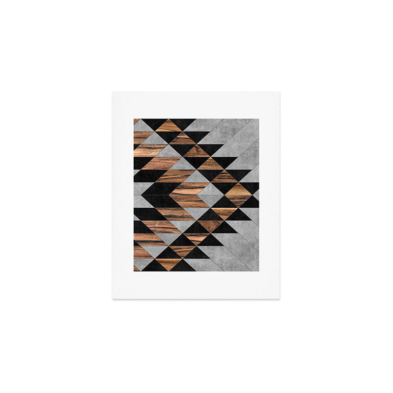 Urban Tribal Pattern No.10 - Aztec - Concrete and Wood Art Print Gallery Image 1