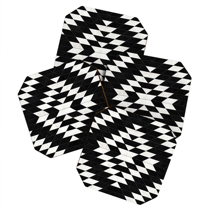 Urban Tribal Pattern No.14 - Aztec - Black Concrete Coaster Gallery Image 1