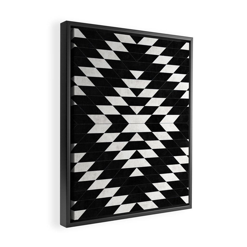 Urban Tribal Pattern No.14 - Aztec - Black Concrete Framed Canvas Print Gallery Image 2