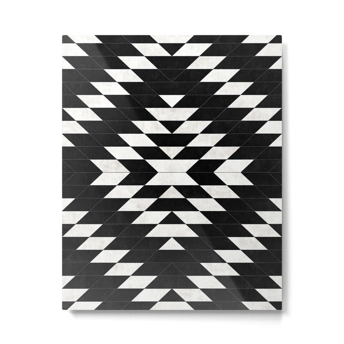 Urban Tribal Pattern No.14 - Aztec - Black Concrete Metal Print Gallery Image 1
