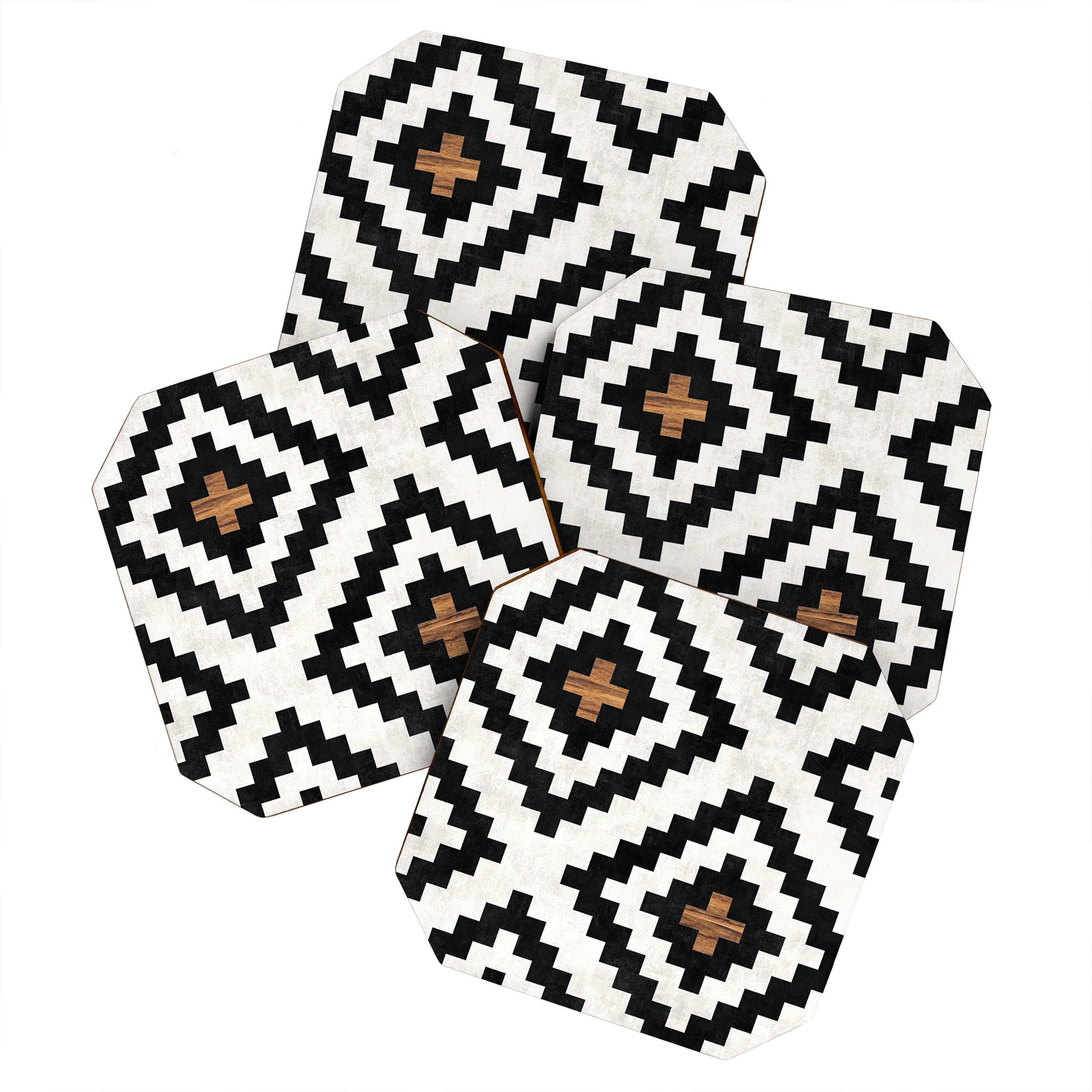 Urban Tribal Pattern No.16 - Aztec - Concrete and Wood Coaster Gallery Image 1