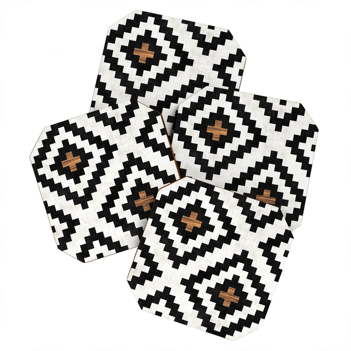 Urban Tribal Pattern No.16 - Aztec - Concrete and Wood Coaster Gallery Image 1