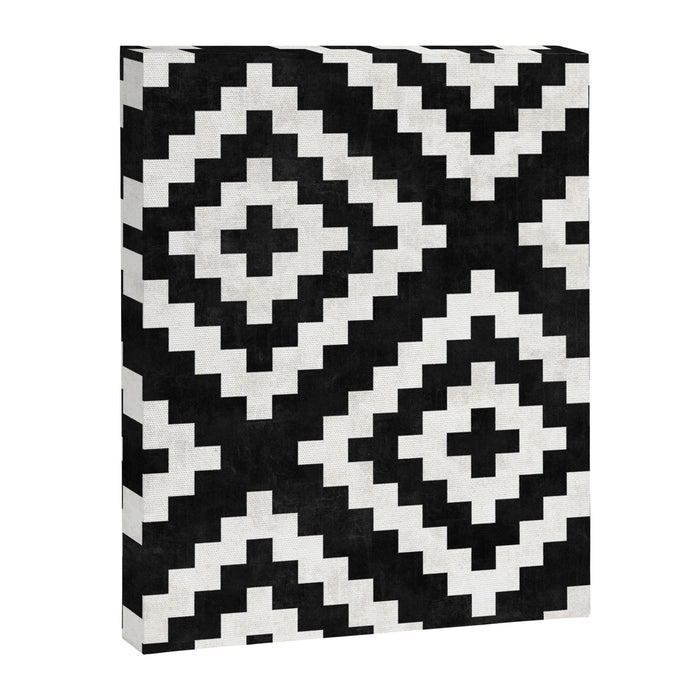 Urban Tribal Pattern No.17 - Aztec - Black and White Concrete Canvas Print Gallery Image 1