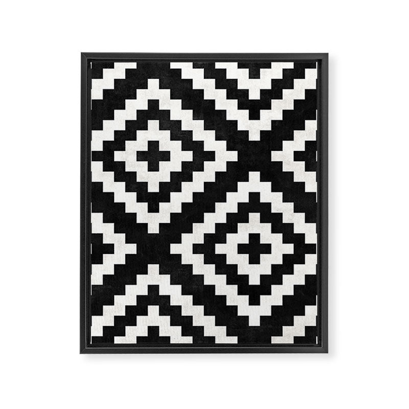 Urban Tribal Pattern No.17 - Aztec - Black and White Concrete Framed Canvas Print Gallery Image 6