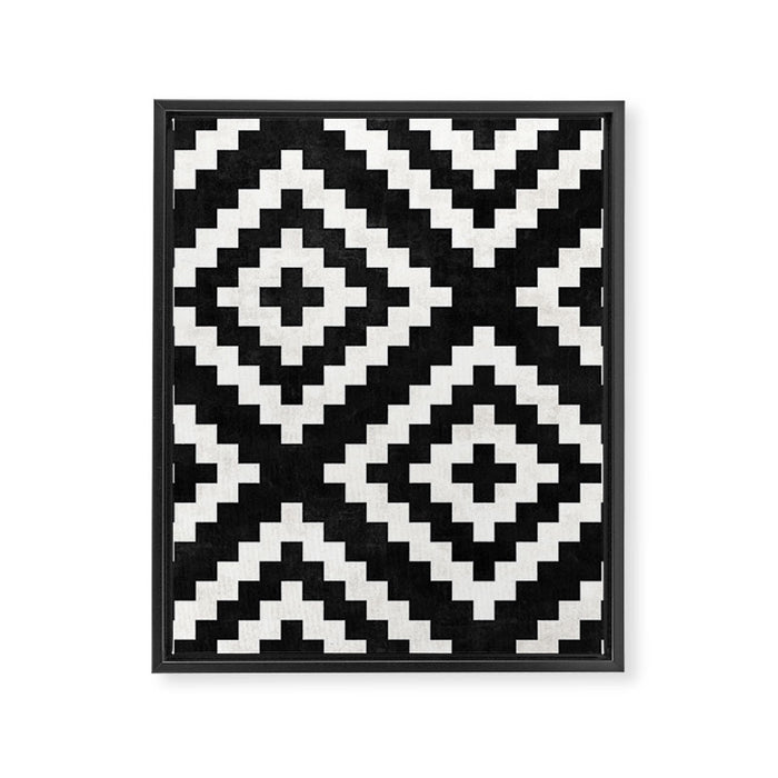Urban Tribal Pattern No.17 - Aztec - Black and White Concrete Framed Canvas Print Gallery Image 1