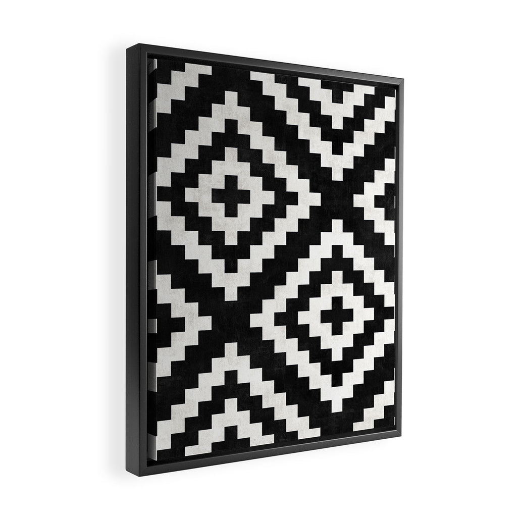 Urban Tribal Pattern No.17 - Aztec - Black and White Concrete Framed Canvas Print Gallery Image 2