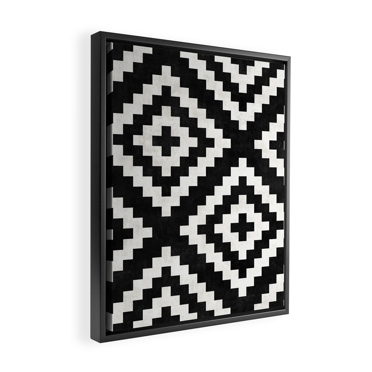 Urban Tribal Pattern No.17 - Aztec - Black and White Concrete Framed Canvas Print Gallery Image 2
