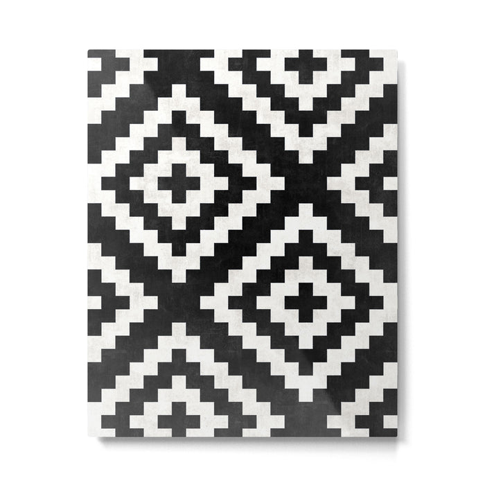 Urban Tribal Pattern No.17 - Aztec - Black and White Concrete Metal Print Gallery Image 1