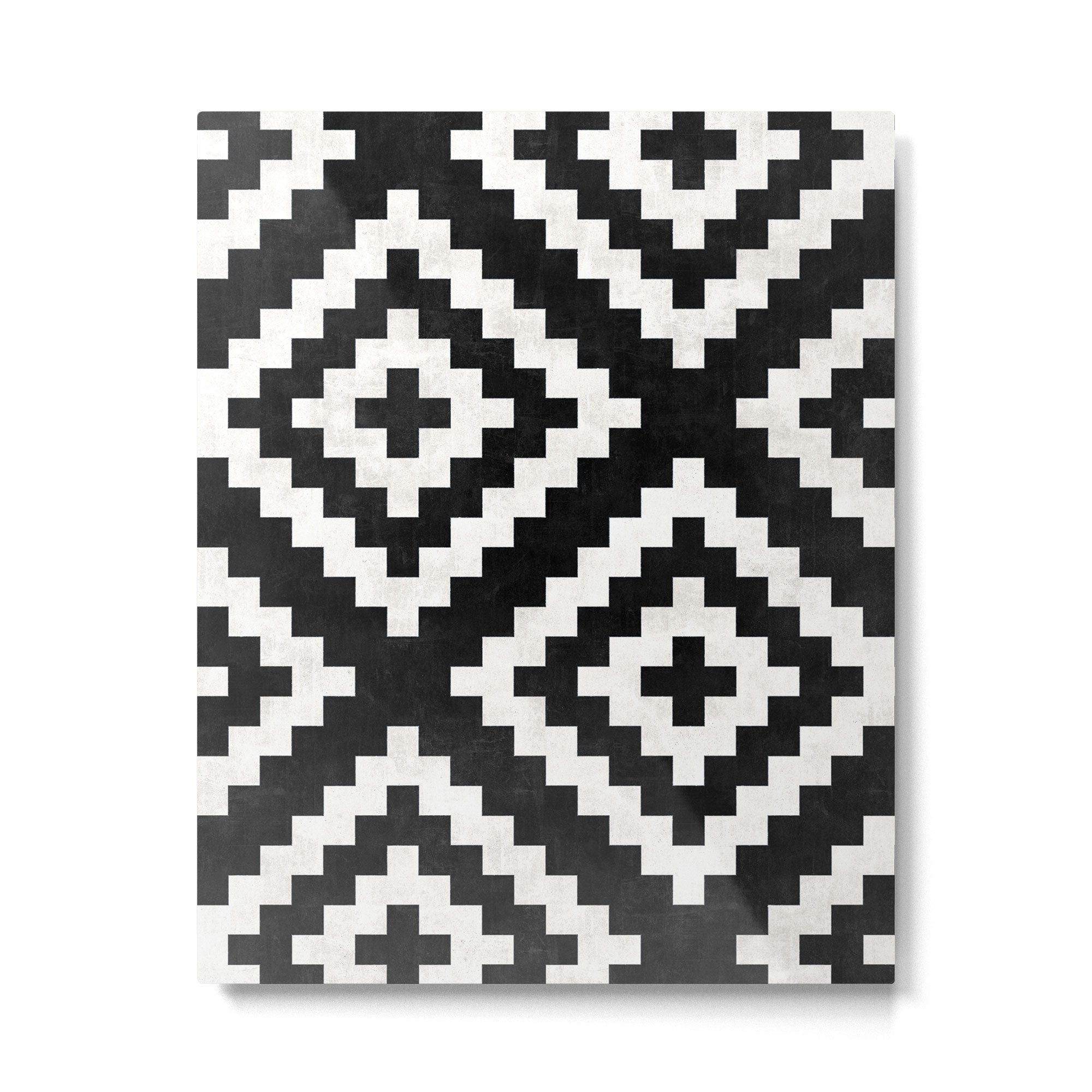 Urban Tribal Pattern No.17 - Aztec - Black and White Concrete Metal Print Gallery Image 4