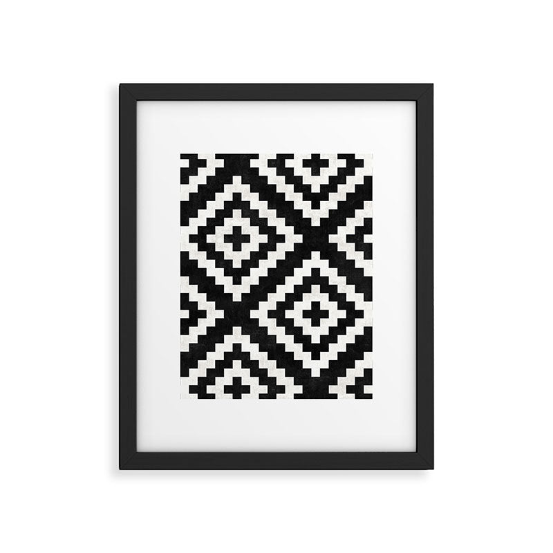 Urban Tribal Pattern No.17 - Aztec - Black and White Concrete Framed Art Print Gallery Image 5