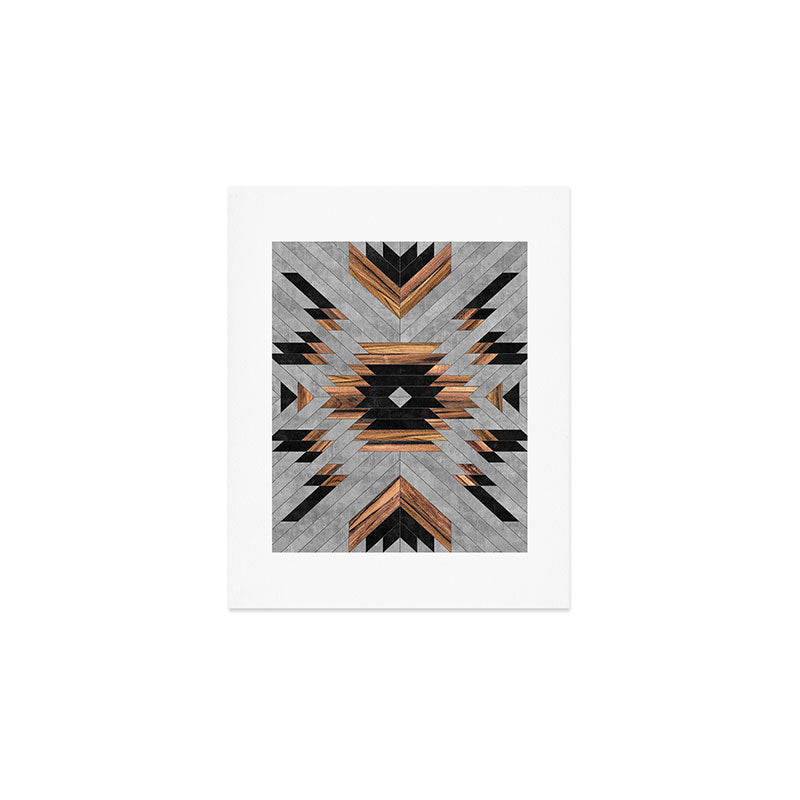 Urban Tribal Pattern No.6 - Aztec - Concrete and Wood Art Print Gallery Image 1