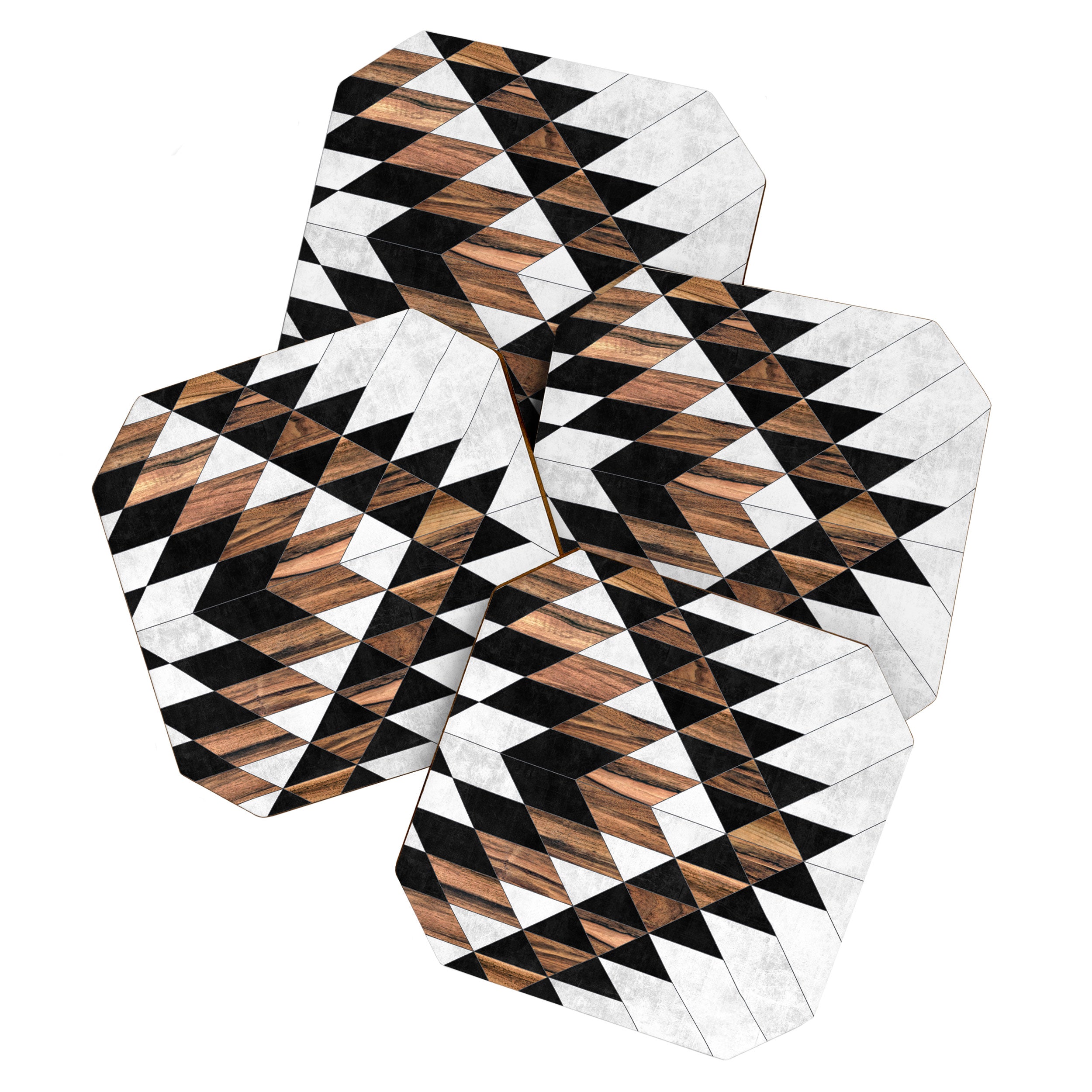 Urban Tribal Pattern No.9 - Aztec - Concrete and Wood Coaster Gallery Image 1