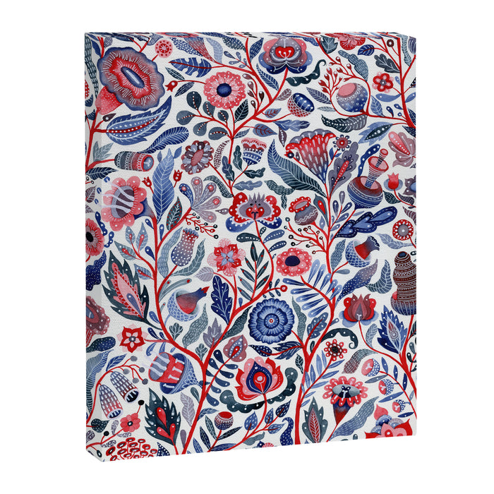 Botanical in red and blue Canvas Print Gallery Image 1