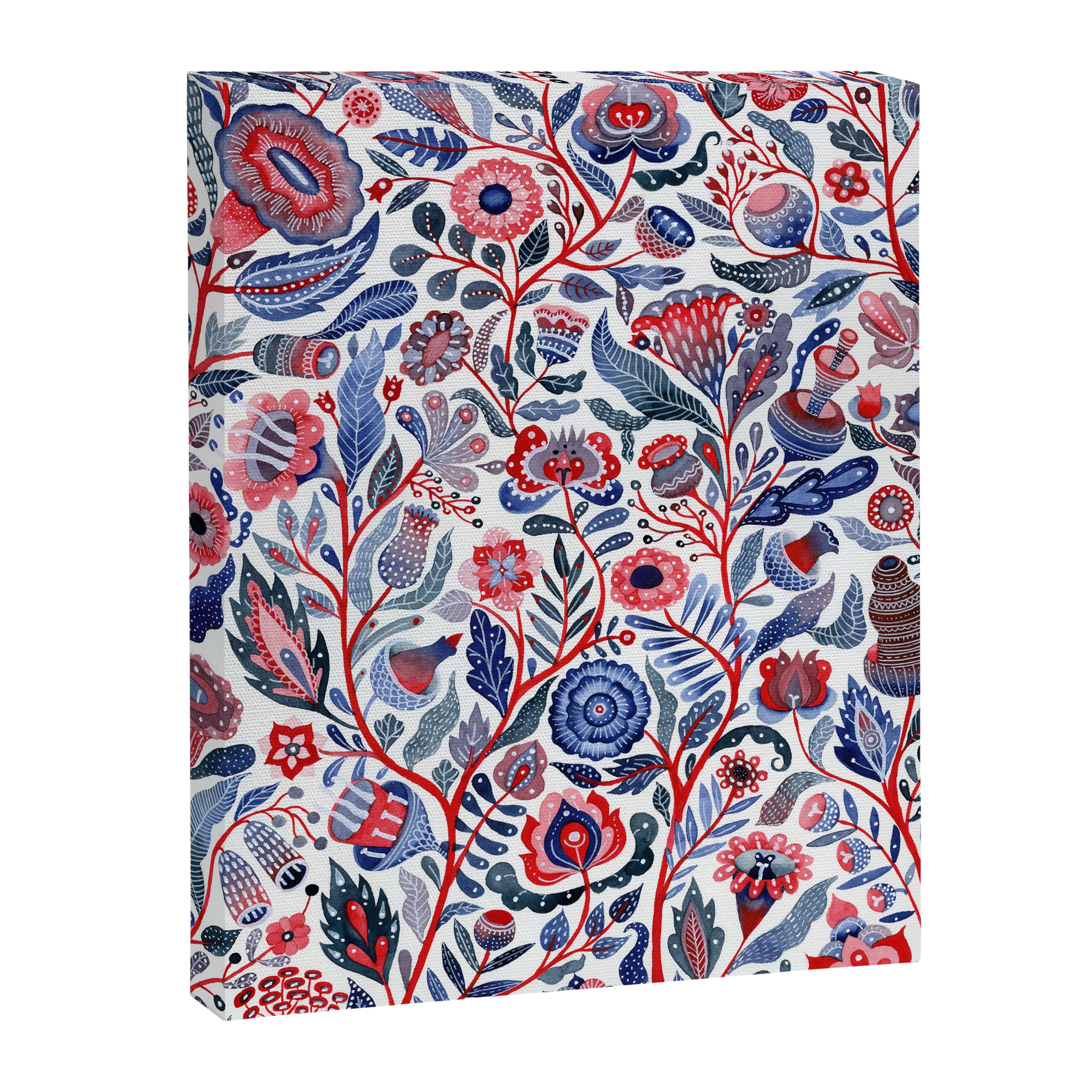 Botanical in red and blue Canvas Print Gallery Image 6
