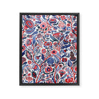 Botanical in red and blue Framed Canvas Print Gallery Image 6
